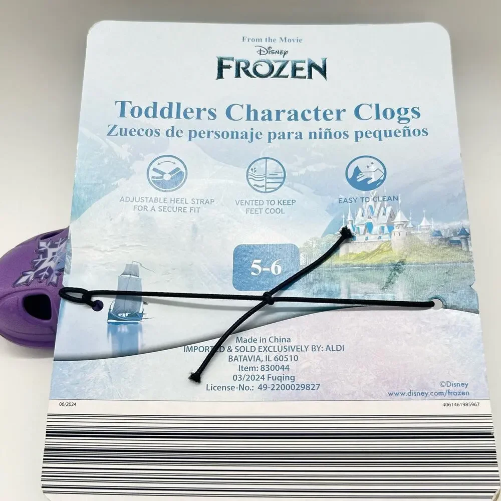 Disney Shoes Toddlers Girls 5-6 Purple Frozen Elsa Character Slip On Clogs NEW‎